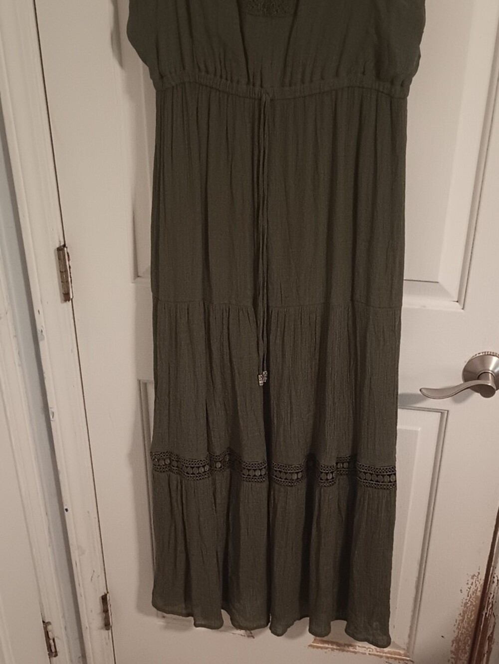 Indigo Rose Sleeveless Olive Maxi Dress with Lace Trim - Picture 4 of 10